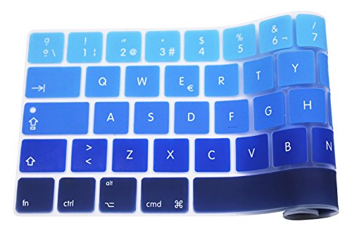 GSuMio Silicona Skin Española ES Cubierta del Teclado para MacBook Pro 13 y 15 con Touch Bar/Barra táctil/Touch ID Modelos A1706 A1707 A1989 A1990, Lanzado en 2016 2017 2018 (Sombra Azul)
