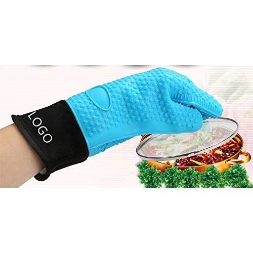 Guantes De Cocina Cocinar Guantes De Cocina Barbacoa Un Par De Resistente Al Agua De Cocción De Calor Forro Acolchado Y Bicarbonato (Color : Blue)