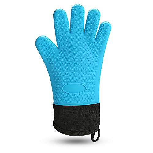 Guantes De Cocina Cocinar Guantes De Cocina Barbacoa Un Par De Resistente Al Agua De Cocción De Calor Forro Acolchado Y Bicarbonato (Color : Blue)