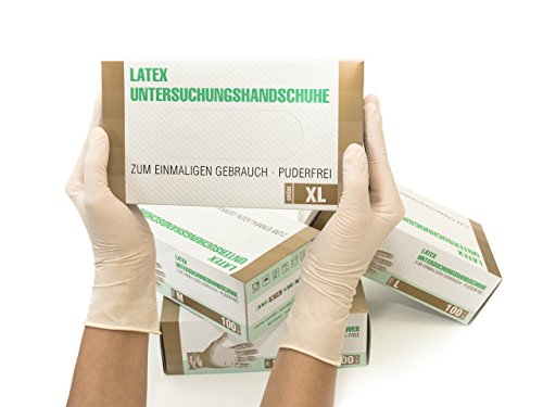 Guantes de latex 1000 pcs 10 cajas (XL, Blanco), guantes de examen desechables, libres de polvo, sanitarios para la cocina, preparación de comida, medicos, no estéril