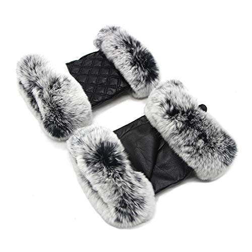 Guantes de piel de oveja, guantes de hierba de conejo flexibles cálidos para mujer otoño e invierno guantes de medio dedo moda