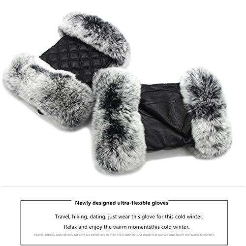 Guantes de piel de oveja, guantes de hierba de conejo flexibles cálidos para mujer otoño e invierno guantes de medio dedo moda