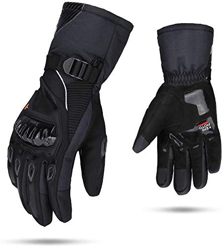 Guantes Moto Invierno Impermeable Pantalla Táctil Guantes Protectores de Motociclismo Dedo Completo para Invierno