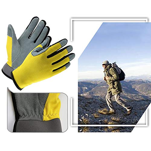 Guantes para Correr Guantes de Pantalla táctil Guantes Deportivos de Cuero para Bicicleta de Carreras para Exteriores para Hombres y Mujeres - Amarillo, S