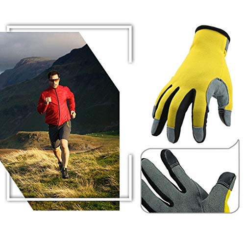 Guantes para Correr Guantes de Pantalla táctil Guantes Deportivos de Cuero para Bicicleta de Carreras para Exteriores para Hombres y Mujeres - Amarillo, S