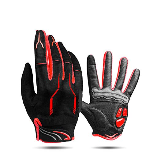 Guanti da bicicletta Guanti invernali termici impermeabili da Bici Dito Lungo Touch Screen Fibbia da polso Guanti da Ciclismo Uomo Donna - 91041 Gel Rosso, XL