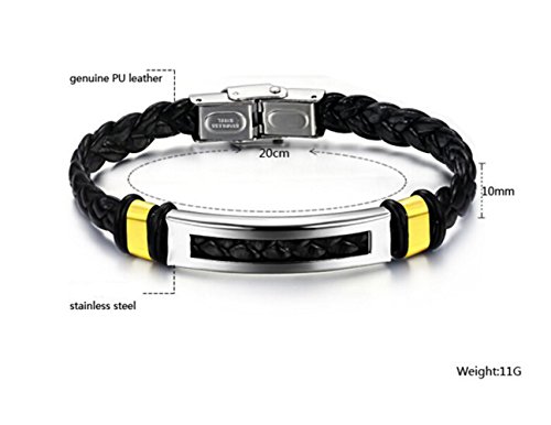 Gudeke La Sra tejido de cuero forrados en piel trenzada cuerda pulsera pulsera de la fatiga 7,88 "