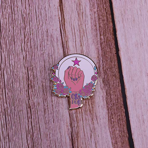 GuDeKe Pastel Poder Femenino divisa Pin GRL PWR Feminista Broche de Flores para Mujer Hembra empoderamiento joyería Accesorios de Arte para Mujeres