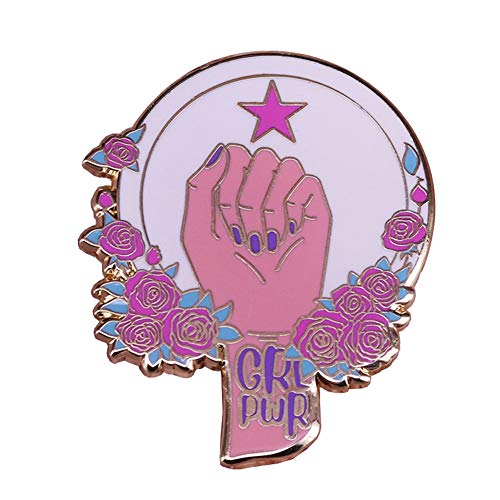 GuDeKe Pastel Poder Femenino divisa Pin GRL PWR Feminista Broche de Flores para Mujer Hembra empoderamiento joyería Accesorios de Arte para Mujeres