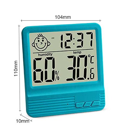 GuDoQi Termómetro Mojado Digital Electrónico Termómetro De Escritorio Casero Interior Higrómetro Electrónico De Habitación De Bebé con Función De Despertador