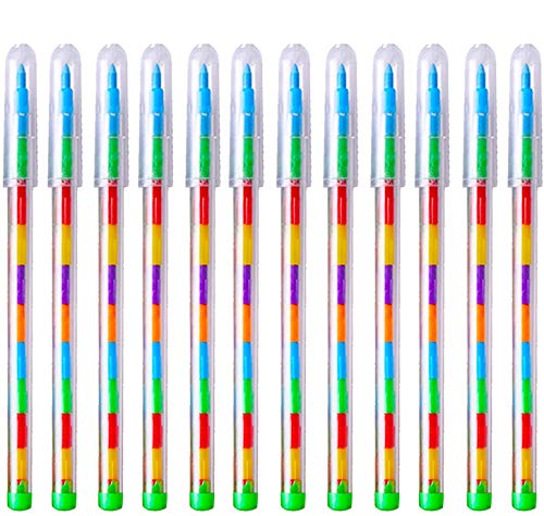Gudotra 40pcs Ceras Apilables de Arcoíris Crayons para Niños Bolsas Regalo Detalle de Cumpleaños 11 Colores Diferentes Cajas de Sorpresas