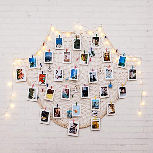 Gudotra Decorativa Red de Pesca Náutica Estilo de Mediterránea Pirate Beach Decoraciones del Partido del Tema Pared Decoración (Blanco)