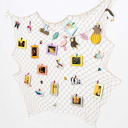 Gudotra Decorativa Red de Pesca Náutica Estilo de Mediterránea Pirate Beach Decoraciones del Partido del Tema Pared Decoración (Blanco)