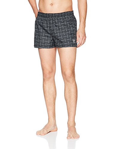 Guess Impresión De La Insignia Allover Natación Pantalones Cortos De Hombres En Una Bolsa De Transporte Negra Pequeño
