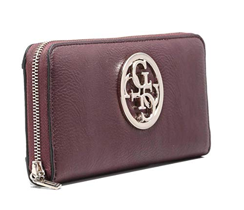 GUESS Women's Alana Large Zip-Around Wallet, Dark Red