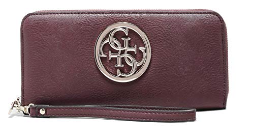 GUESS Women's Alana Large Zip-Around Wallet, Dark Red
