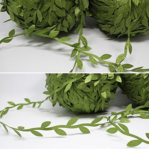 Guirnalda de hojas de vid de raso con cinta de raso, 50 metros de hojas artificiales para decoración de Navidad