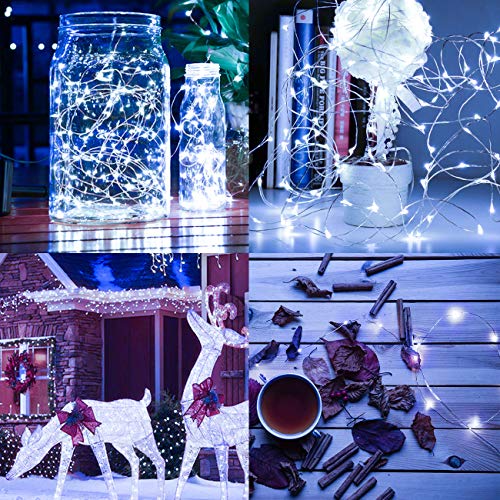 Guirnalda Luces Exterior Solar, Kolpop Cadena de Luces 26 Metros 240 LED, 8 Modos de Luz, Decoración para Navidad, Fiestas, Bodas, Patio, Dormitorio Jardines, Festivales (Blanco Frío)