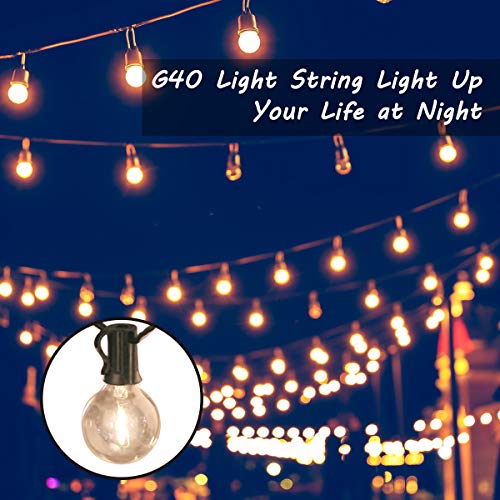 Guirnalda Luces Exterior Solar, Qxmcov 7.6 m Cadena de Luz 25 G40 LED Bombillas con 1 de Carga, Guirnaldas Luminosas Exterior e Interior Decorativas para Jardin Terraza Habitacion Fiestas Navidad