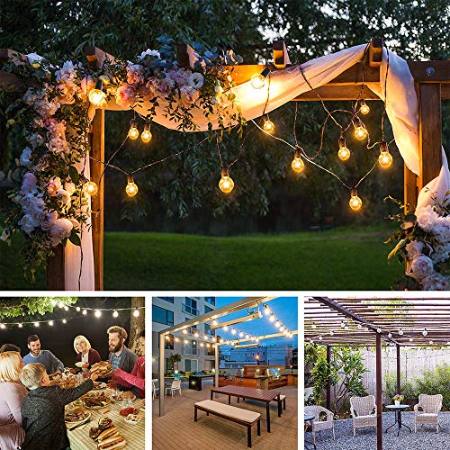 Guirnalda Luces Exterior Solar, Qxmcov 7.6 m Cadena de Luz 25 G40 LED Bombillas con 1 de Carga, Guirnaldas Luminosas Exterior e Interior Decorativas para Jardin Terraza Habitacion Fiestas Navidad