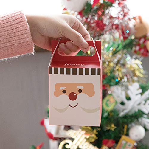 Gukasxi 24 Cajas de Dulces navideños Cajas de Regalos navideños con asa Caja Dibujos Animados Lindo Cajas de cartón para Papel Caja de Nochebuena Favor de Fiesta del Festival