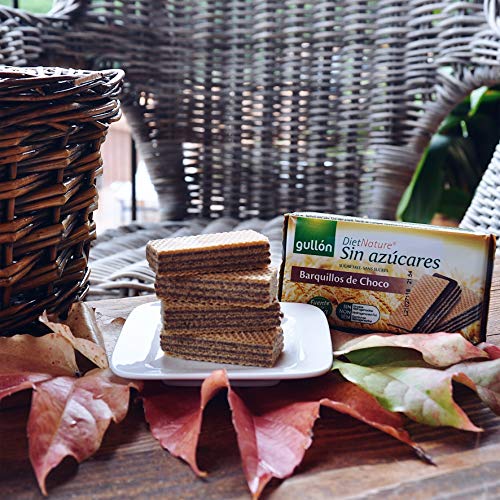 Gullón - Barquillos sin azúcar con chocolate Pack de 3, 180g