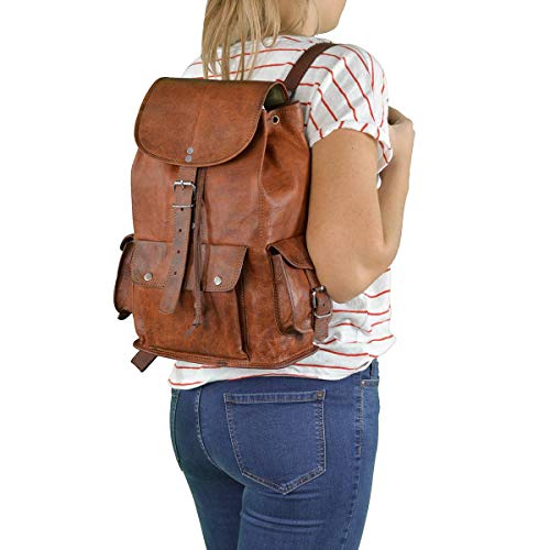 Gusti Leder nature "Bobbie 13" Mochila de Cuero Estilo Vintage Retro iPad Universidad Portátil Piel Auténtica Mujer Hombre Unisex M55b