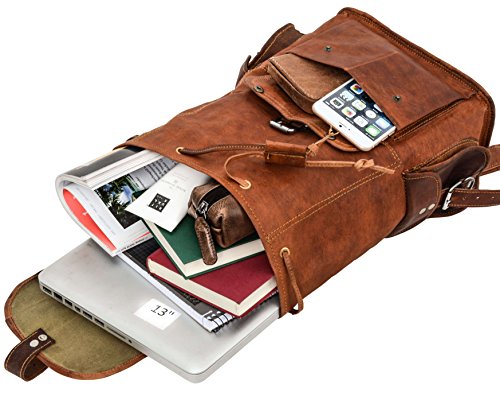 Gusti Leder nature "Bobbie 13" Mochila de Cuero Estilo Vintage Retro iPad Universidad Portátil Piel Auténtica Mujer Hombre Unisex M55b