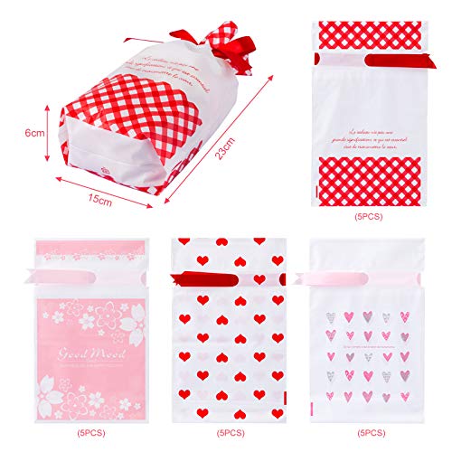 GWHOLE 20 Piezas Bolsa para Regalo de Plástico Bolsa de Galleta Caramelo Embalaje Bolsa Series de Color Rosa