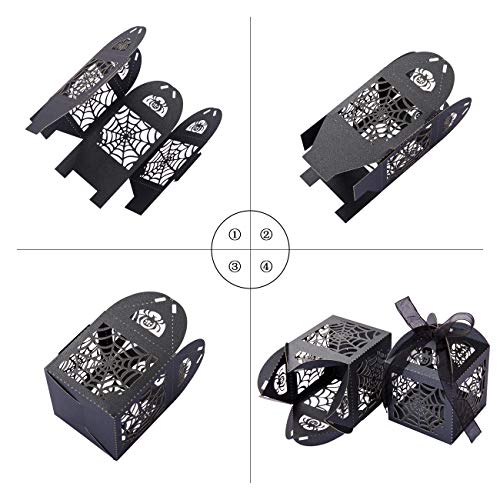 GWHOLE 40 x Halloween Cajas Papel de Caramelos Dulces Chocolates con Diseño de Hueco en Dibujos de Fantasma Murciélago Calabaza Telaraña