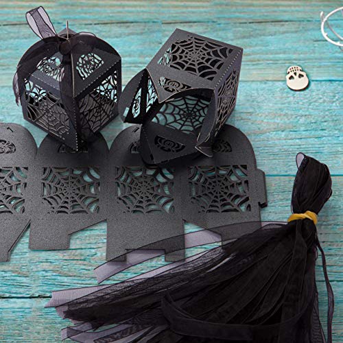 GWHOLE 40 x Halloween Cajas Papel de Caramelos Dulces Chocolates con Diseño de Hueco en Dibujos de Fantasma Murciélago Calabaza Telaraña