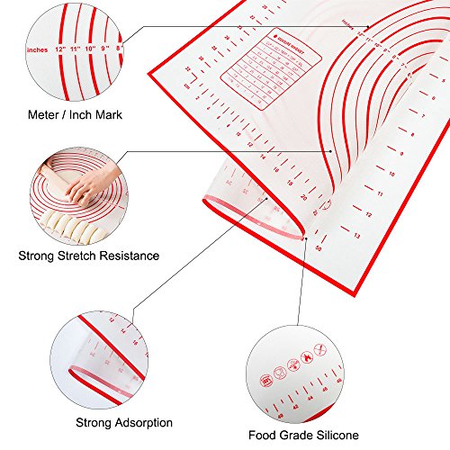 GWHOLE Tapete de Silicona para Hornear Baking Mat Grande Antiadherente 60 x 40 cm