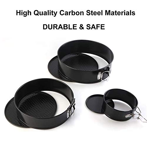 Gxhong Moldes para Pasteles, Redondo Spring Forma Set, Molde para Hornear con Revestimiento Antiadherente, Molde para Pastel con Fondo Plano - 3 tamaños Contiene 4"/ 7" / 9"