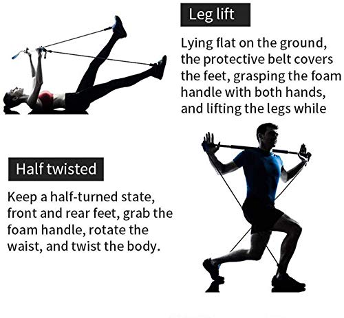 GYFHMY Bodybuilding Yoga Pilates Stick con Foot Loop - Core Strength Fitness Gym Resistance Band Bar Kit - Ideal para el Entrenamiento Corporal Total en el hogar, Gimnasio, Levantamiento de Pesas