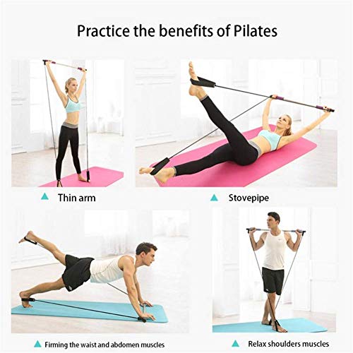 GYFHMY Bodybuilding Yoga Pilates Stick con Foot Loop - Core Strength Fitness Gym Resistance Band Bar Kit - Ideal para el Entrenamiento Corporal Total en el hogar, Gimnasio, Levantamiento de Pesas