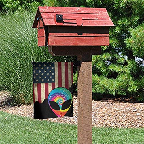 GYHJH Tie Dye Alien Vertical Bandera de jardín de poliéster de una cara Banner 12 x 18 pulgadas para decoración de jardín de exterior