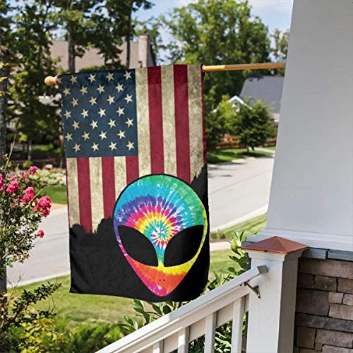 GYHJH Tie Dye Alien Vertical Bandera de jardín de poliéster de una cara Banner 12 x 18 pulgadas para decoración de jardín de exterior