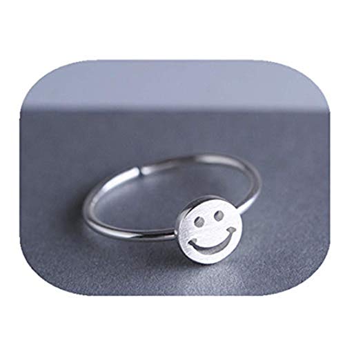 GYKMDF cara sonriente, anillo de emoticono, anillo de emoticono, anillo de sonrisa, anillo de plata para niño, regalo mejor amigo