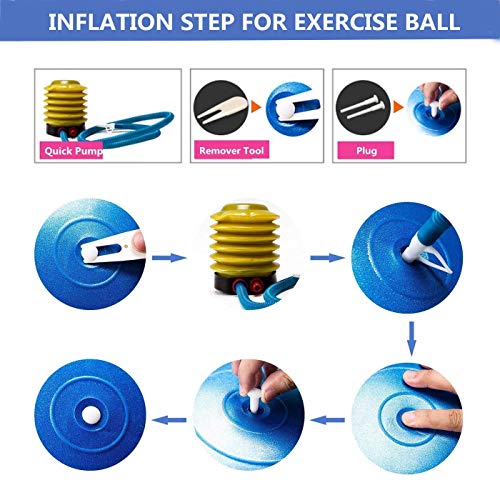 GYMBOPRO Fitness Pelota de Ejercicio - Bola Suiza con Bomba de Inflado,Bola de Yoga antirrebote y Antideslizante Bola de Equilibrio para Gimnasio Pilates Gimnasio de Yoga (75 cm, Negro)