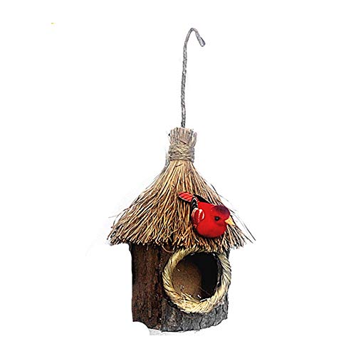 GZGZADMC - Casa para pájaros de madera, para colgar pajas, nido de pájaros, casa de pájaros, decoración de jardín al aire libre, loro, canario, otros pájaros