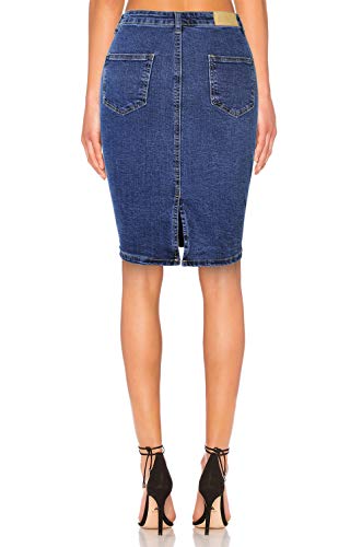 H HIAMIGOS Falda Vaquera Mujer Lápiz Bodycon Sexy, Azul Medio