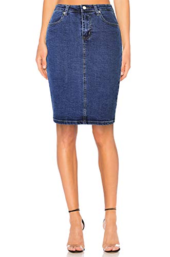H HIAMIGOS Falda Vaquera Mujer Lápiz Bodycon Sexy, Azul Medio
