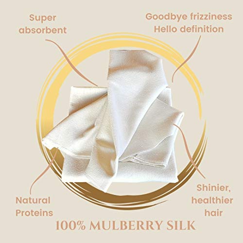 H28 AND CO. Toallas de baño para pelo y cara de seda natural. Set de 2 piezas: toalla de pelo secado rápido, ultra absorbente (45x73cm) y toalla desmaquillante facial, reutilizable (27x27cm)