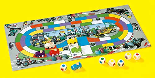 HABA Monza-ESP (302247), Juego de Mesa de Dados, con una turbulenta Carrera de Coches para 2-6 niños de 5 años, para Aprender los Colores. (4416)