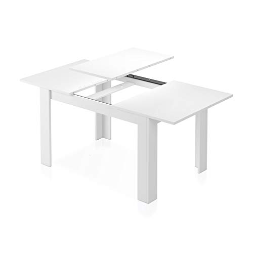 Habitdesign 004586BO - Mesa de Comedor Extensible, Mesa salón o Cocina, Acabado en Color Blanco Brillo, Modelo Kendra, Medidas: 140-190 cm (Largo) x 90 cm (Ancho) x 78 cm (Alto)