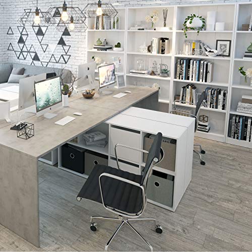 Habitdesign 005626A - Estantería de Oficina Alta, estanteria Comedor o despacho, Modelo Stylus, Acabado en Color Blanco Artik, Medidas: 80 cm (Ancho) x 201 cm (Alto) x 28 cm (Fondo)