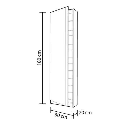 Habitdesign 007866BO - Zapatero con Espejo, madera, color Blanco Brillo, 180x50x20 cm