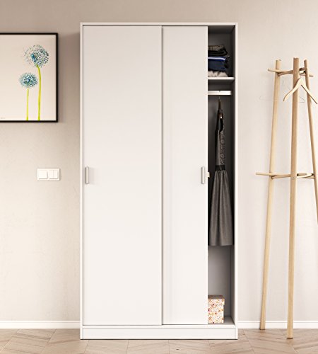 Habitdesign MAX019O - Armario Dos Puertas correderas, Color Blanco Mate, Medidas: 100x200x50 cm de Fondo