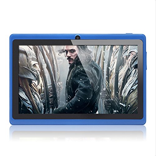 Haehne 7" Tablet PC, Google Android 4.4 Quad Core, 512MB RAM 8GB ROM, Cámaras Duales, WiFi, Bluetooth, para Niños y Adultos, Azul