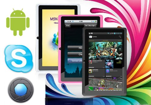 Haehne 7" Tablet PC, Google Android 4.4 Quad Core, 512MB RAM 8GB ROM, Cámaras Duales, WiFi, Bluetooth, para Niños y Adultos, Negro